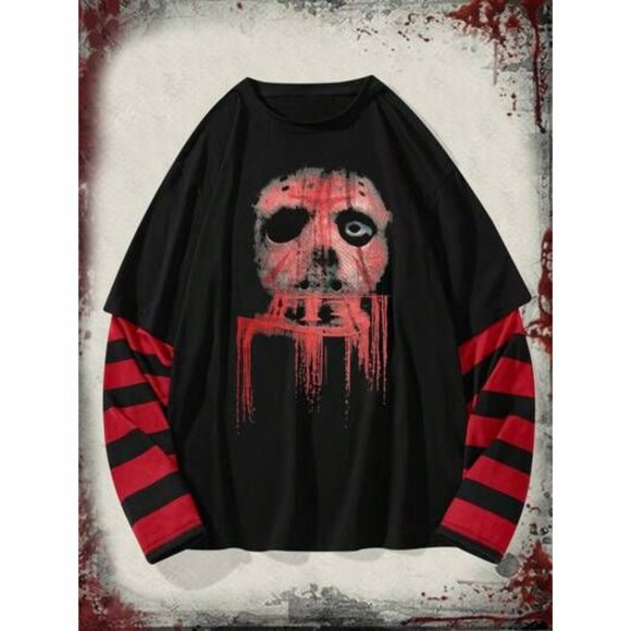 Black & Red Friday the 13th Jason S  Long Sleeve unisex  t shirt nwt - Picture 2 of 9